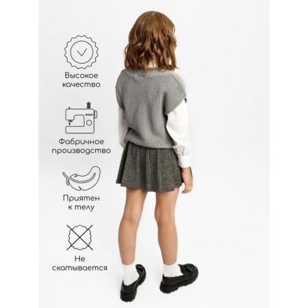 Vest for girl Knit, height 122 cm, gray color-3