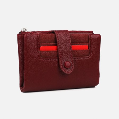 Women's wallet on the button, burgundy color-3