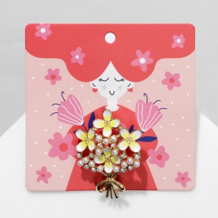 Book "Flower" bouquet, white-yellow color in gold
