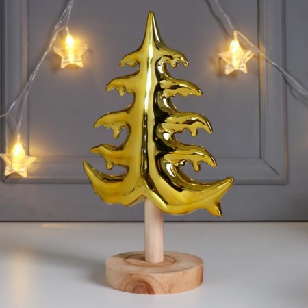 Souvenir Ceramics, tree "Christmas tree on the stand" Gold 26.2x9.8x17.5 cm-3