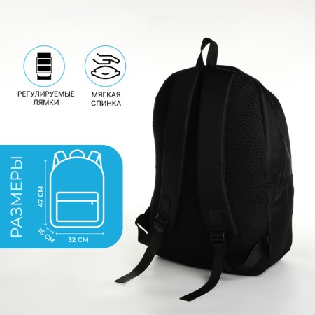 Youth backpack on a zipper, 4 pockets, black/blue color-1