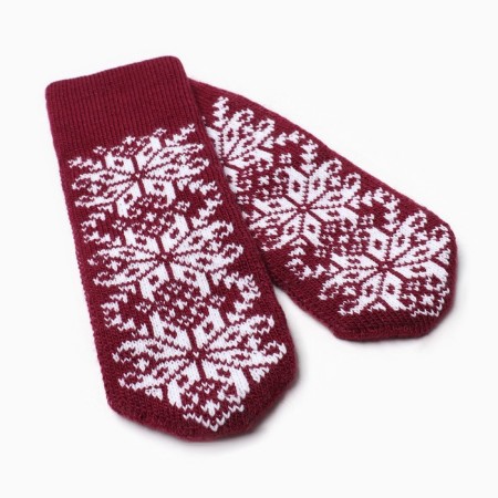 Women's mittens, burgundy color, size 18