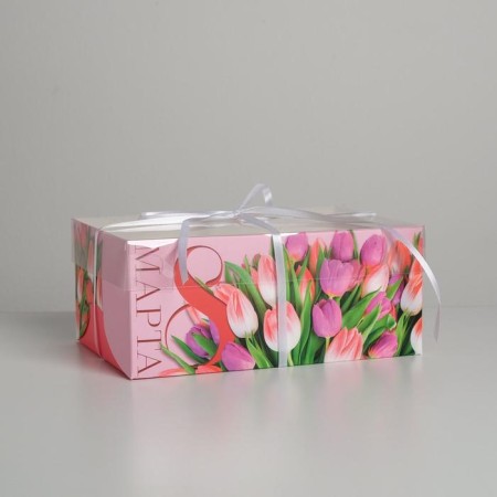 Capcake box, confectionery packaging, 6 cells “since March 8”, 23 x 16 x 10 cm