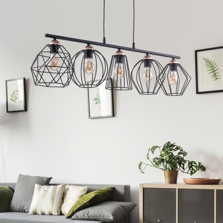 Suspended TK Lighting Galaxy 1649, E27, 5x60W, 970x200 mm, black color-4