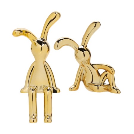 Toy on the car panel, bunnies, gold, plastic, set 2 pcs