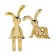 Toy on the car panel, bunnies, gold, plastic, set 2 pcs