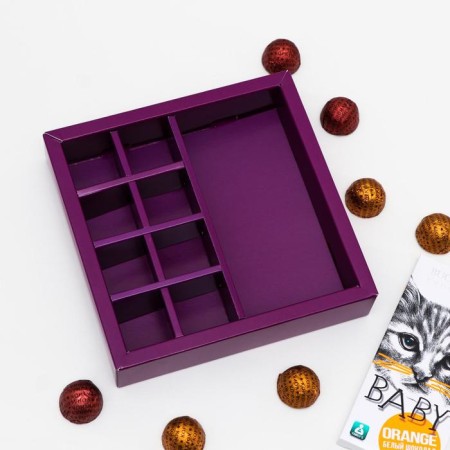 Box for 8 sweets + chocolate, with a window, umbrellas, 17.7 x 17.85 x 3.85 cm-2