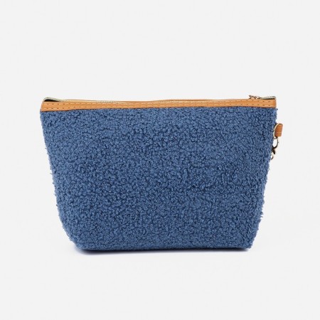 Cosmetic bag with a zipper, with a lining, blue color-1