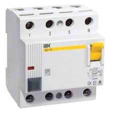 УЗО IEK, четырехполюсный, 63 A, 30 mA, тип AC, ВД1-63, MDV10-4-063-030