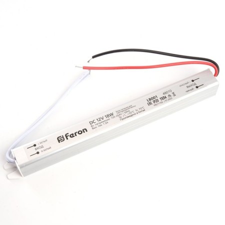 Electronic transformer for 12 W LED tape, Feron, LB001, 1.5A, 18 W