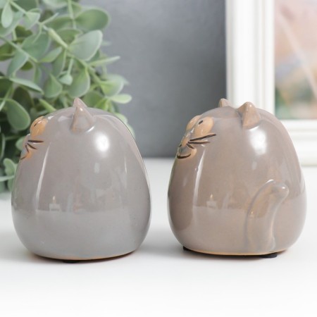 Souvenir Ceramics "Gray Cats" set 2 pcs 6x6.5x6.7 cm-3
