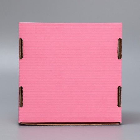 Box a gift team with a window, packaging, “pink” 16x8x16 cm-3