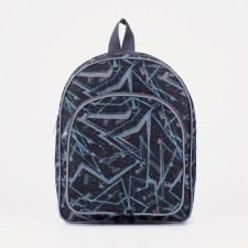 A backpack with a zipper, black color