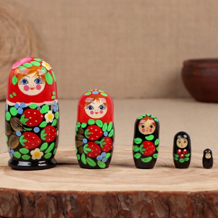 Matryoshka "Natalia", red, 5-doll