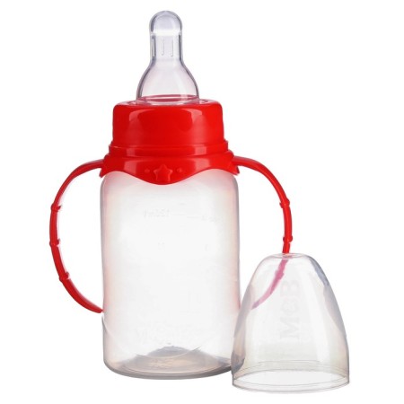 A bottle for feeding, a classic throat, 150 ml., From 0 months, cylinder, with handles, mix color-3