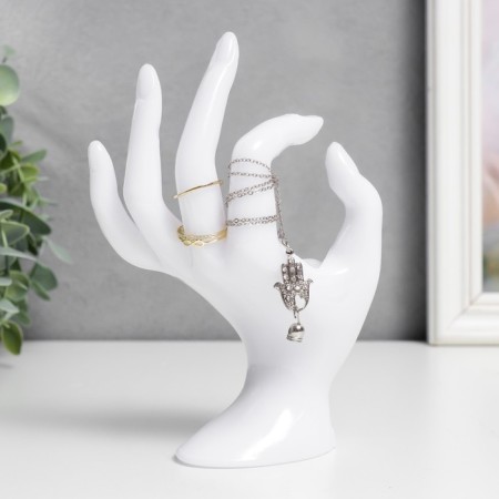 Souvenir Polystone stand for jewelry "Hand" White 16.5x8 cm