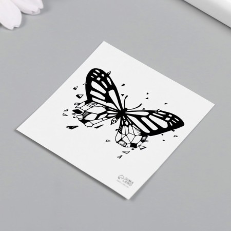 Tattoo on the body Black "Butterfly with Shards" 6x6 cm-4
