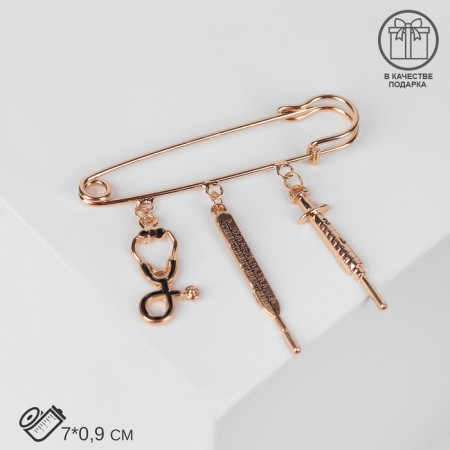 Pin with pendants "Medicine", 7 cm, color black gold-2