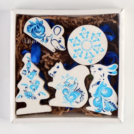 A set of Christmas tree toys "Winter patterns" 5 parts-6