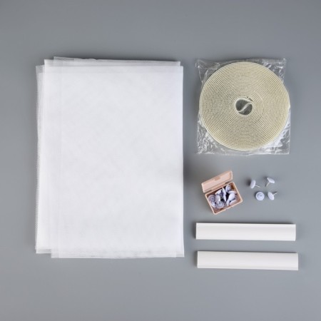 Mosquito grid with fasteners and PVC profiles for doorways, 1.5 × 2.1 m, in a bag, white color