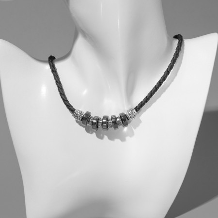 The pendant on the unisex cord is hematite, the length is regulated, 35 cm-3