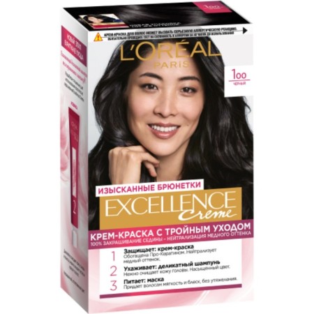 Hair Cream L’Oreal Excellence Creme, tone 100 black