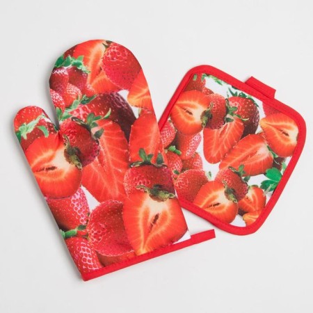 Kitchen set of the share "strawberries", a severity 17*17 cm, mittens 26*16 cm, 100% of the p/e-1