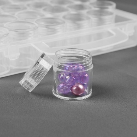 A set of jars for needlework, 30 pcs, d = 2.5 × 2.9 cm, in a container with a pen, 16.2 × 13.6 × 3.4 cm, the color is transparent-3