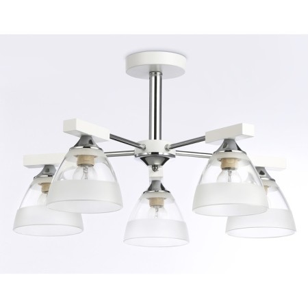 Suspended chandelier Ambrella Light, Traditional, TR9093, 5HE27, white color, chrome-4