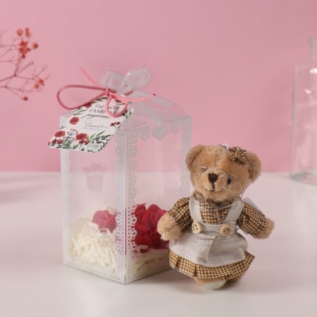 Set gift "Bear in the dress" soap red roses 5 pcs, dew 7x7x12 cm-5