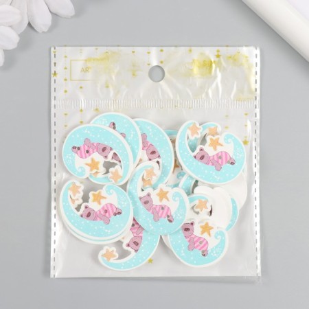 Buttons wood for creativity 2 punctures "Bear for a month" set of 15 pcs 2.8x3.4 cm-3