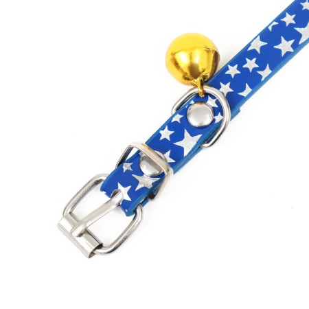Collar "stars", 31 x 1 cm, artificial leather, mix of flowers-5