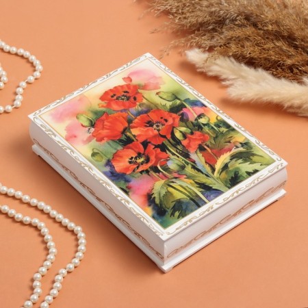 Maki box, white, 16 × 22 cm, lacquer miniature