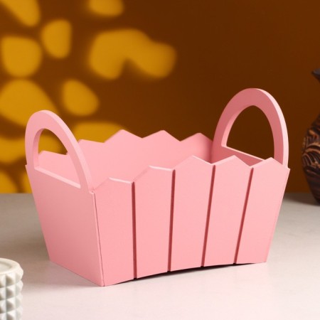 Kashpo wooden 25 × 16 × 17 cm "Maria", side pens, MDF, pink coral