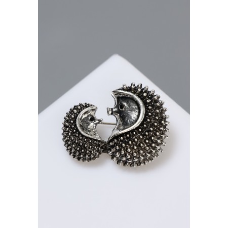 Brooch "Hedgehogs" mini, color of black silver-4