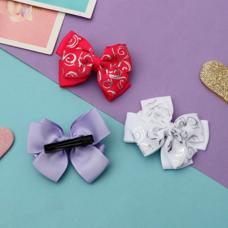Hair clamp "Bow" Omnelia silver, 6 cm, mix-1