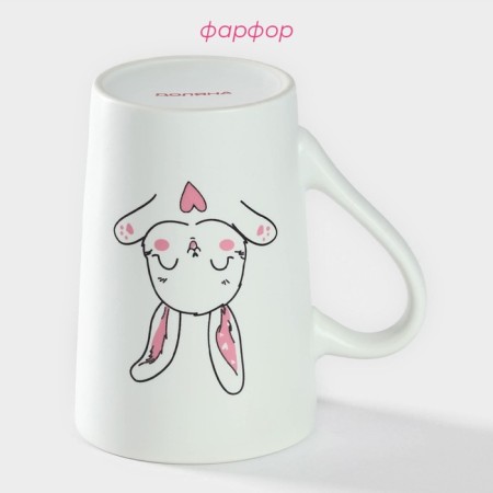 Porcelain share mug "Hell of a hare", 380 ml, white color-2