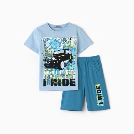 Set for a boy (T -shirt/shorts), Blue/Indigo color, height 104 cm