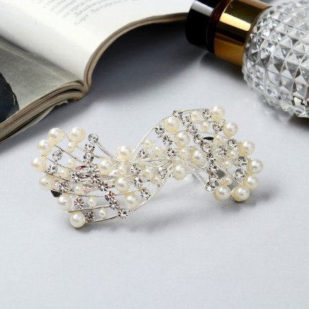 Hair hair clip "Helayed" wave, 9 cm, silver-white