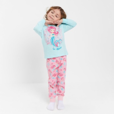 Pajamas for girls, pink/mint color, height 116-122 cm