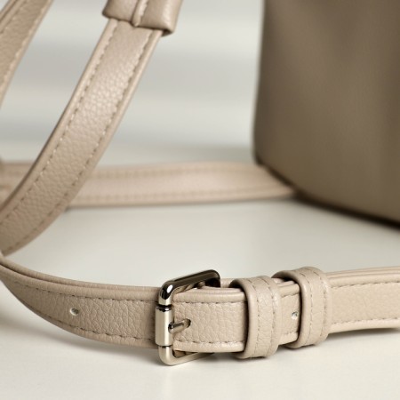 A backpack with a zipper, Textura, external pocket, light-beige color-7