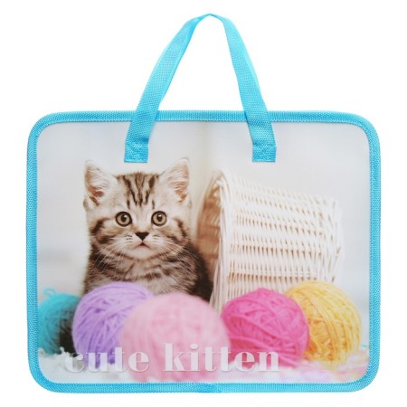 Folder with handles plastic A4 Calligrata "kitten", 32.2x25.6x7 cm,