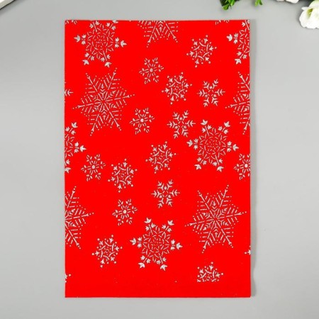 A set of decorative felt with glitter "snowflakes" (8 sheets), 20x30 cm, 1.4 mm-1