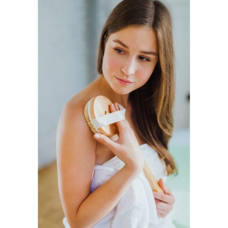 Massage brush for the body of the share, with a strap, natural bristles-1