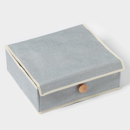 Organizer for storage with a lid LadOM "Francesca", 35 × 30 × 12 cm, the color of a gray-blue-3