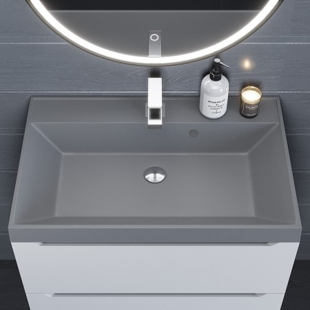 Sink uperwood Classic quartz 70 cm, quartz, gray matte, concrete-1