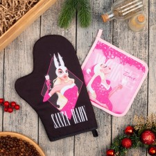 Kitchen “Santa Baby” mittens-output 20x28 cm, take 17x17 cm, 35% cotton, 65% p/e