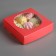 Gift box of the team with a window, 11.5 x 11.5 x 3 cm, scarlet