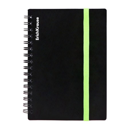 Notebook A6 (120 x 146 mm), 80 sheets in a cage on the crest Erichkrause "Accent", plastic cover, elastic band, OFSET BOLK, Belility 100%, mix-8