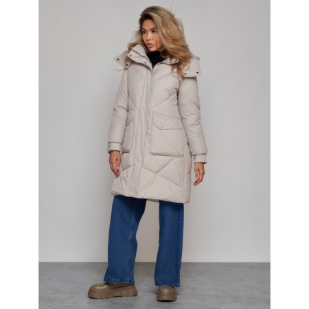 Coat insulated winter female, size 44, color light gray-2